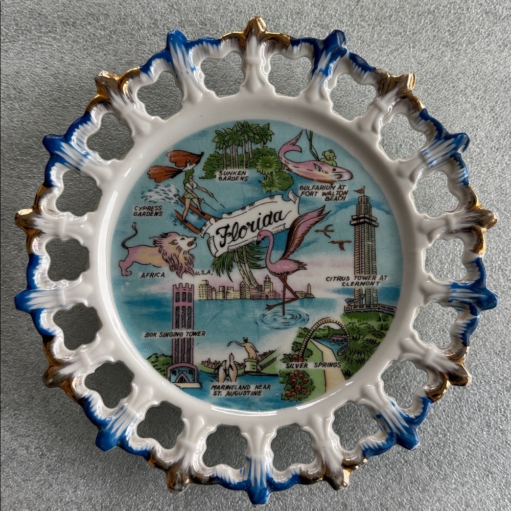 Vintage Florida souvenir porcelain plate